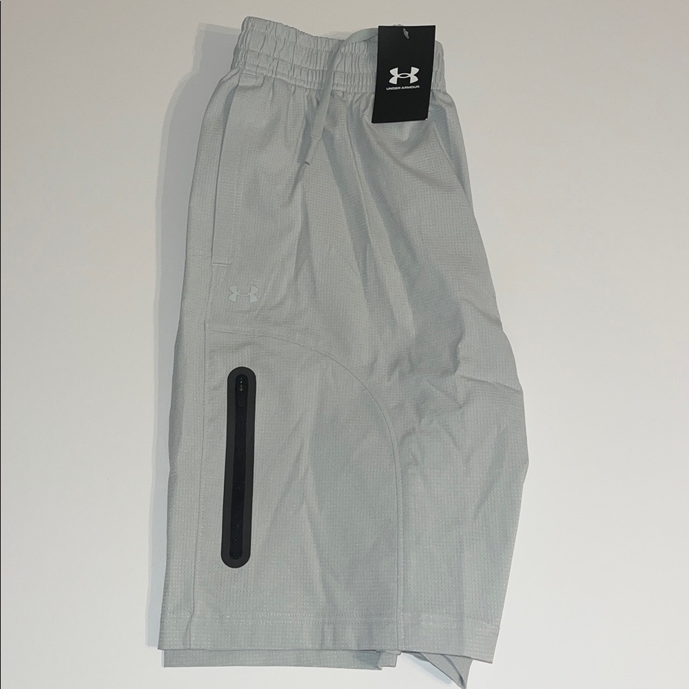 Under Armour Unstoppable Shorts Mens S Vented Tech zip Pocket Gray NWT $90